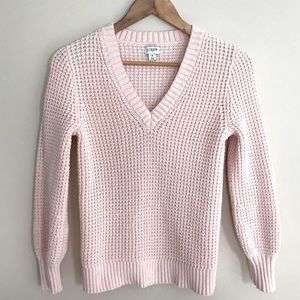 J. Crew | Textured Cotton V-Neck Sweater | Pink | Size: Medium